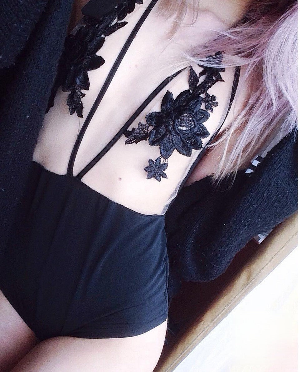 Body transparent roses taglia XS indossato — Dream Shop