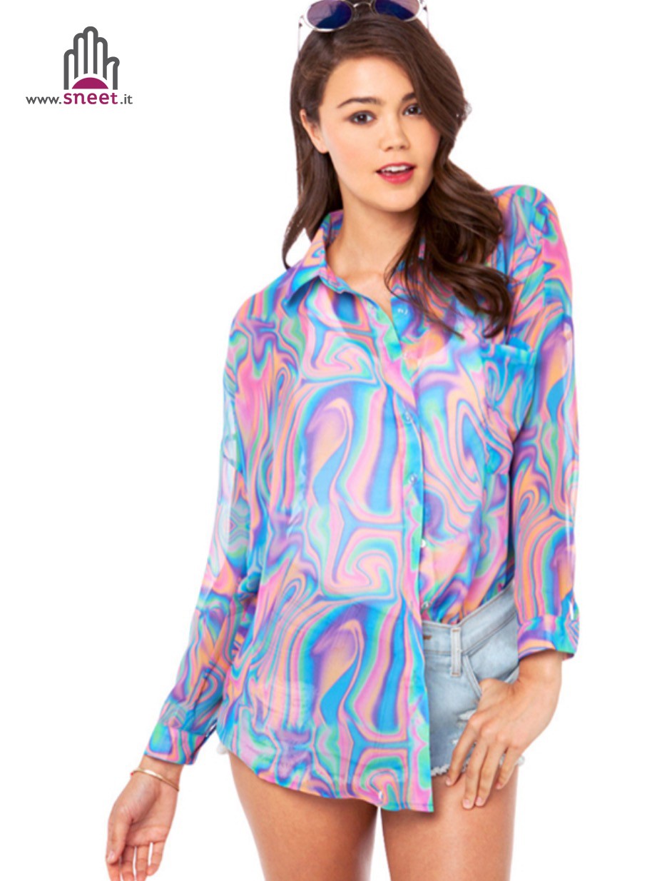 Camicia psichedelik dettaglio stampa psichedelica — Dream Shop