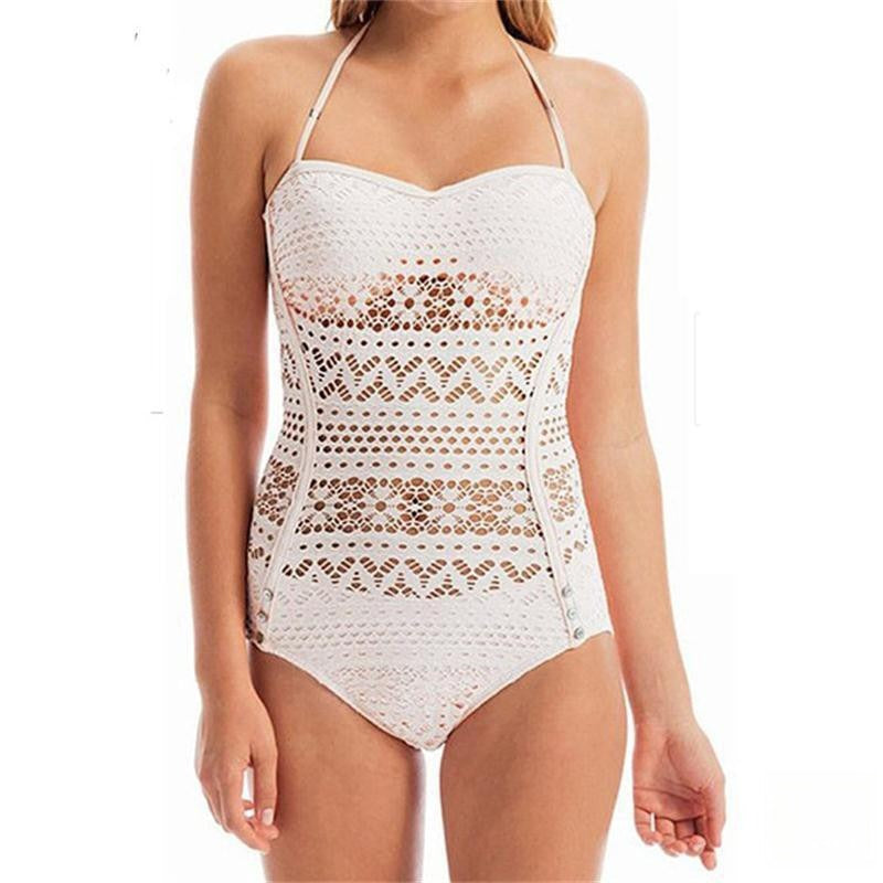 Costume intero pizzo Xilvy Blu vista laterale | Dream Shop