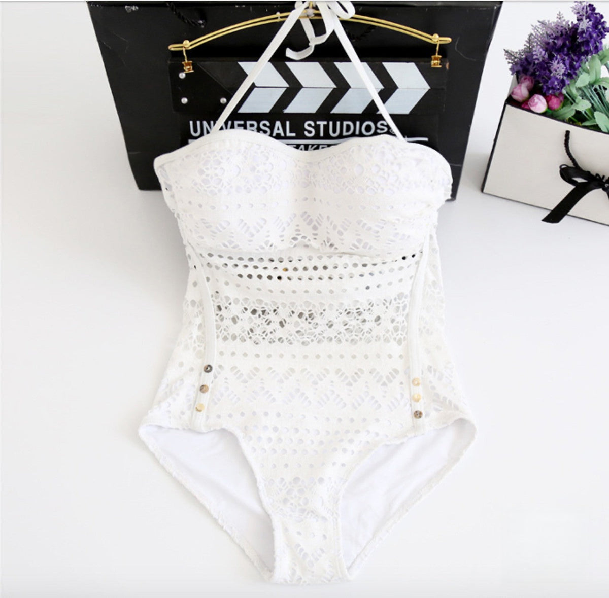 Costume intero pizzo Xilvy Arancione vista posteriore | Dream Shop