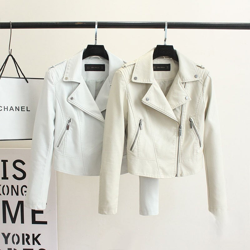 Chiodo ecopelle whaity bianco crema zip taschine Dream Shop