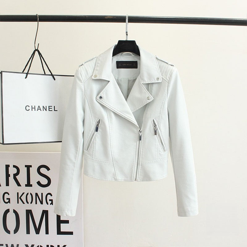 Chiodo ecopelle whaity bianco crema zip Dream Shop