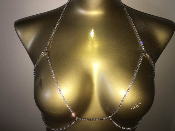 Bondage Bras Sparkle Argento vista frontale | Dream Shop
