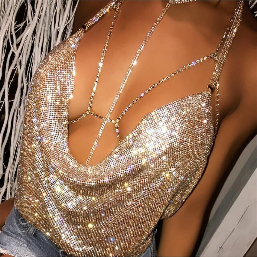Bondage Bras Sparkle Oro vista laterale | Dream Shop