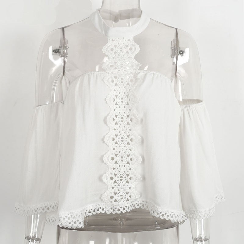 Blusa pizzo eleb vista laterale indossata — Dream Shop