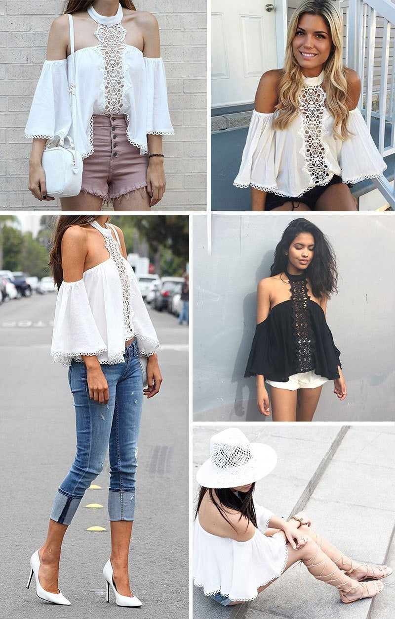 Blusa pizzo eleb vista posteriore — Dream Shop