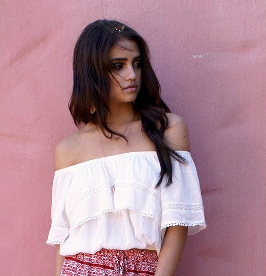 Blusa pizzo magda dettaglio pon-pon — Dream Shop