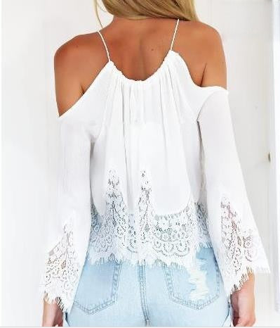 Blusa pizzo Orienne laccio al collo dettaglio — Dream Shop
