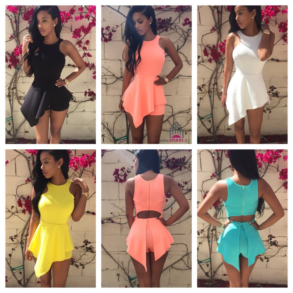 Asymmetric plonge suit