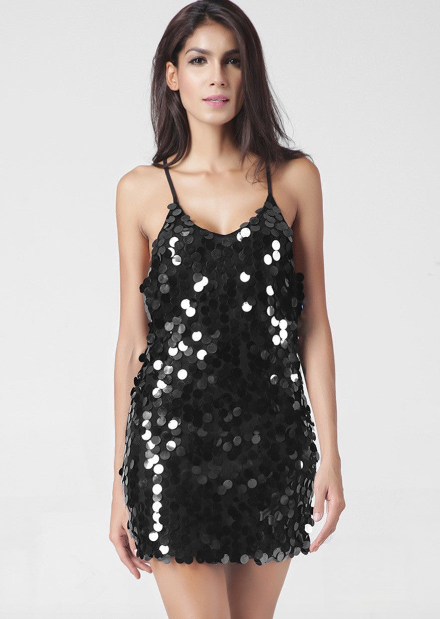 Abito Pailettes Vrengler — su modella vista frontale | Dream Shop