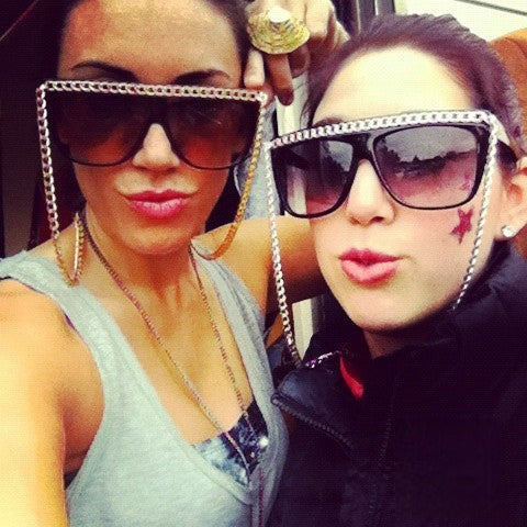 Chain Sunglasses vista frontale montatura squadrata nera — Dream Shop