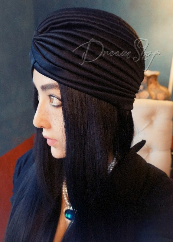 Turbante Vanessa cotone lavorato a mano indossato — Dream Shop
