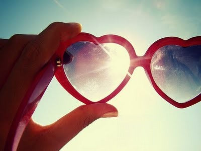 Heart Sunglasses colore bianco vista frontale — Dream Shop