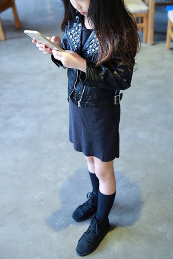 Giacca ecopelle bimba Klain look completo stile biker — Dream Shop
