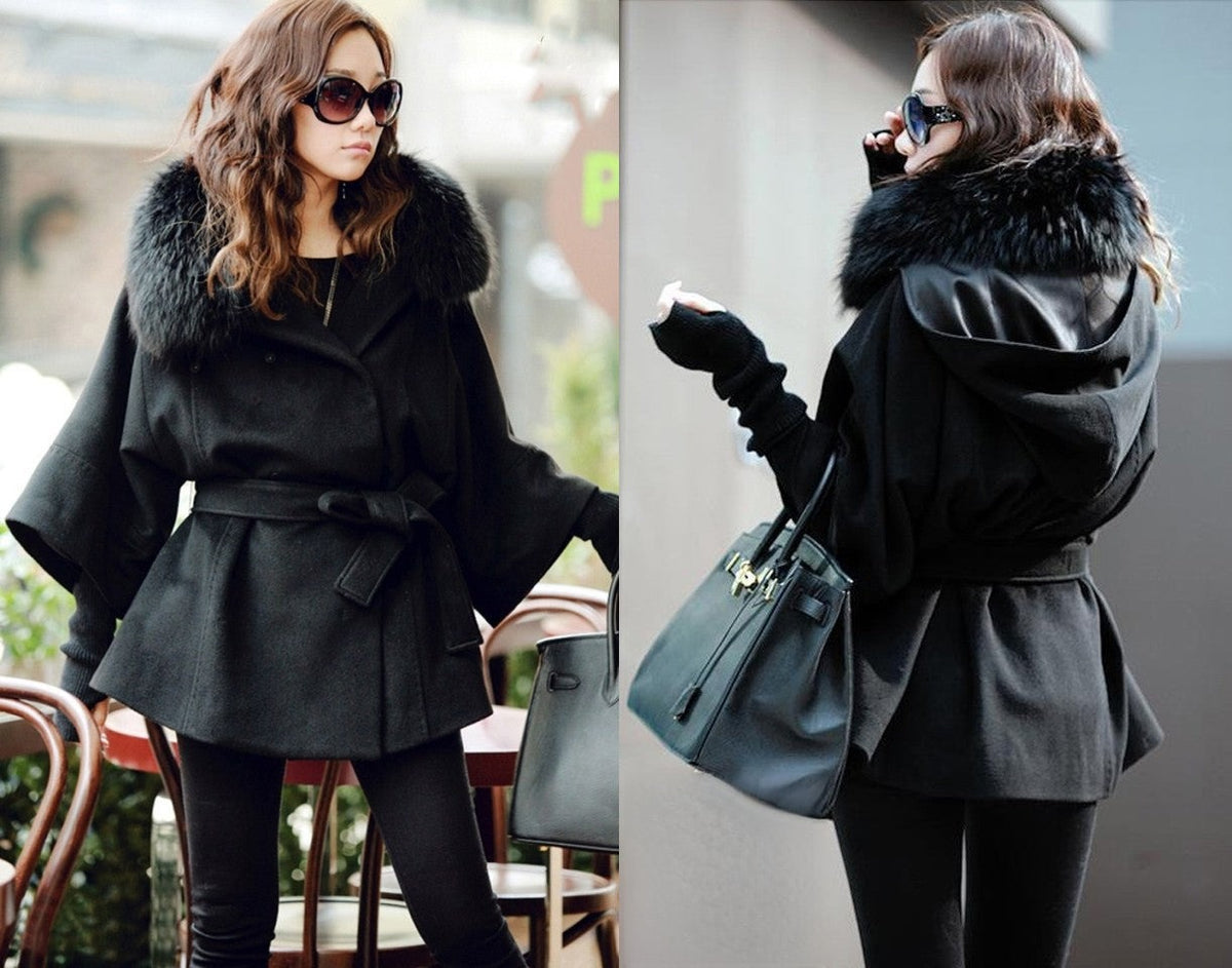 Cappotto Mary Jane vista frontale collo pelliccia - Dream Shop