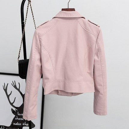 Giacca ecopelle Pinks colletto bottoni rock