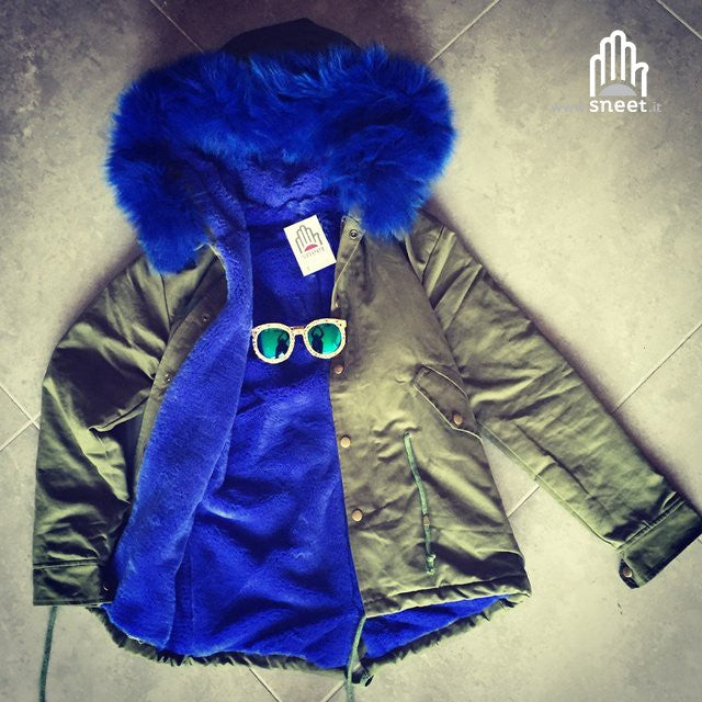 Parka corto interno blu