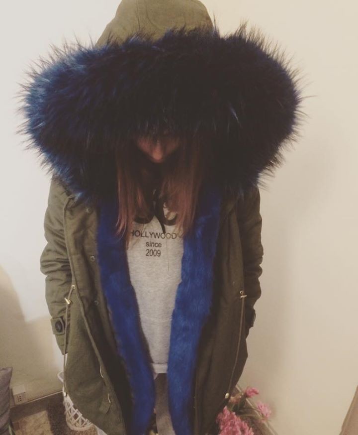 Parka short interior blue