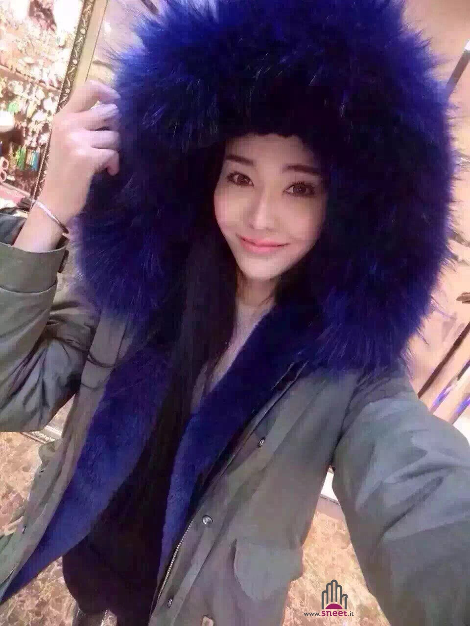 Parka corto interno blu