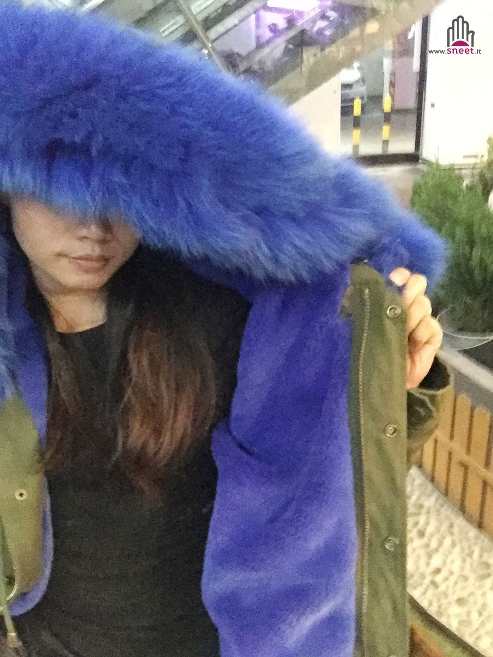 Parka corto interno blu