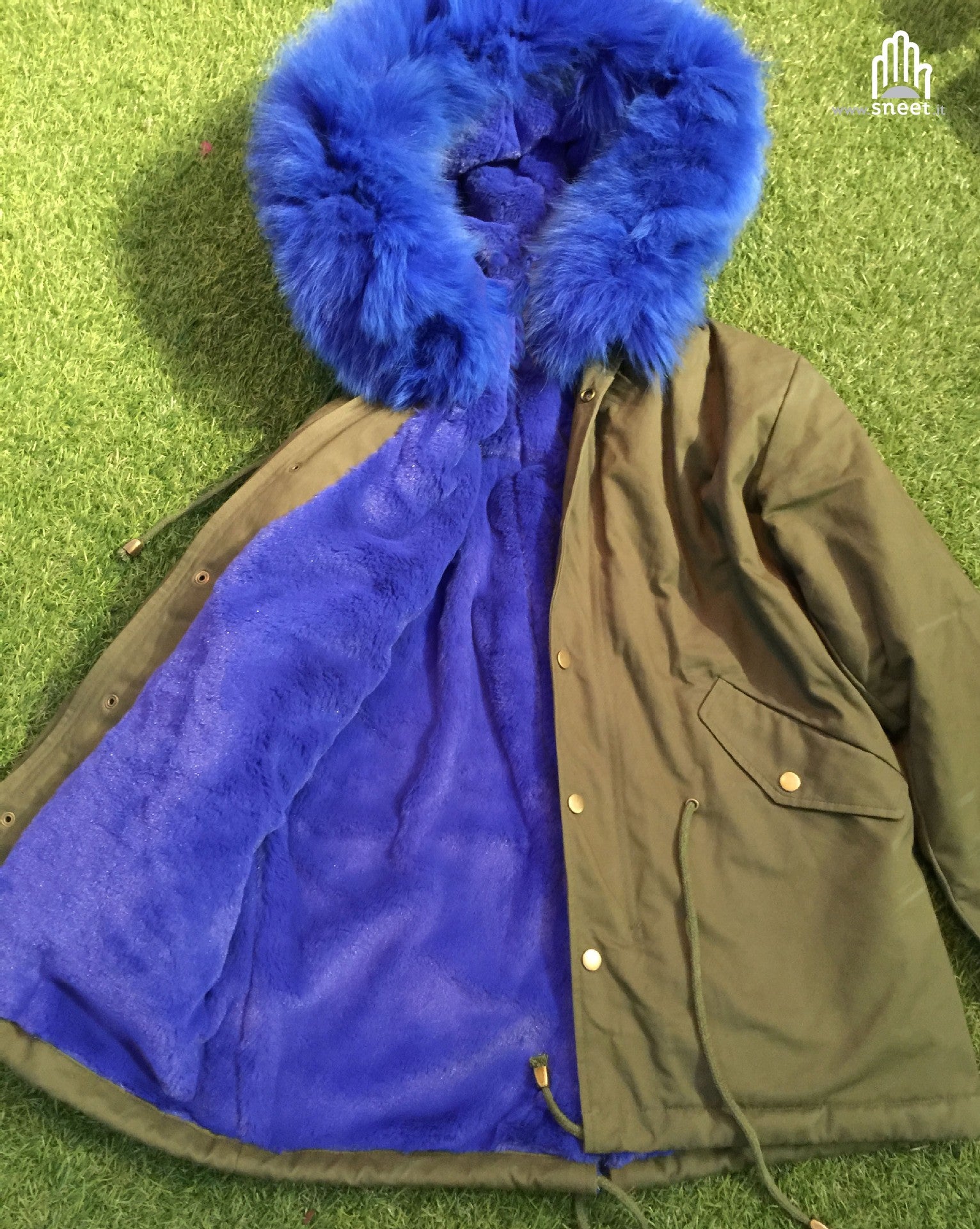 Parka corto interno blu