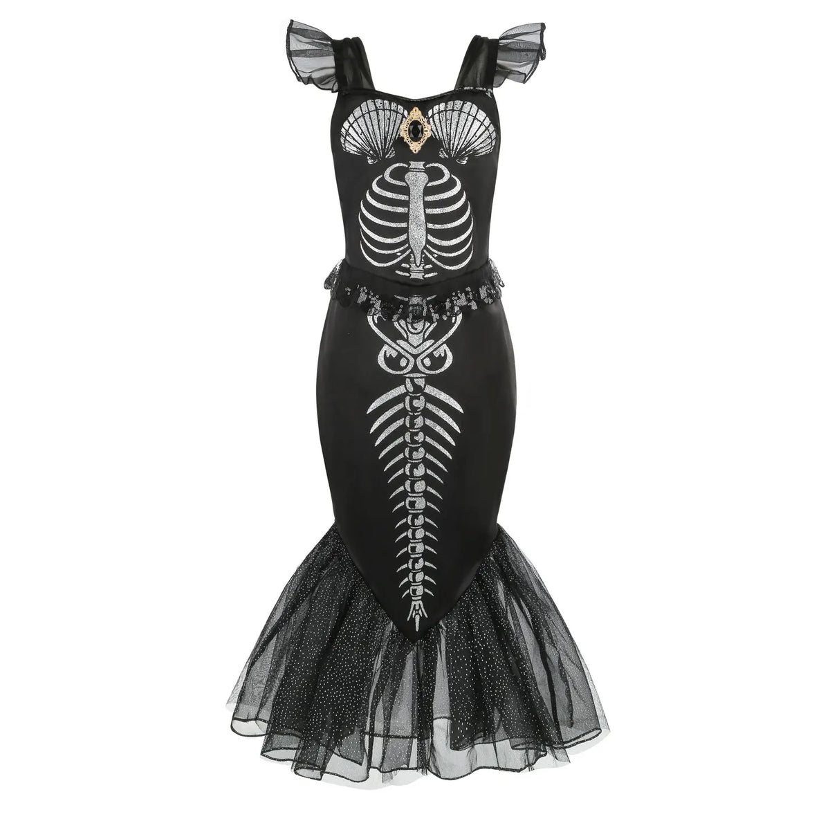 Costume sirena scheletro bambina
Abito a coda nero Halloween