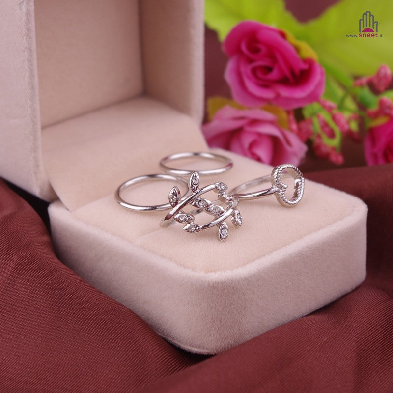 Set anelli falangi Heart rope
