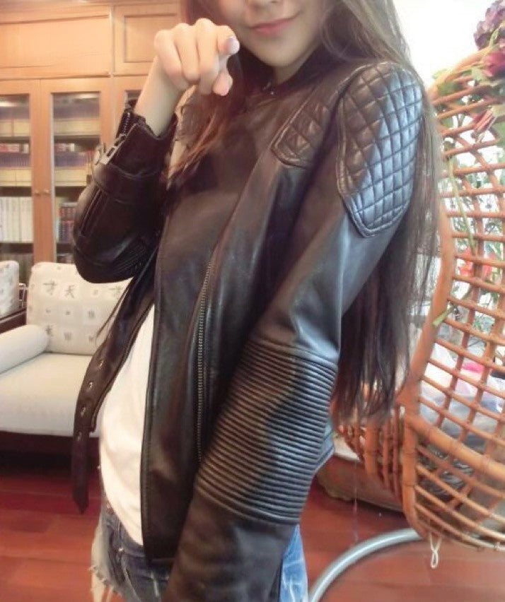 Giacca ecopelle Olyvia zip colletto bottoni