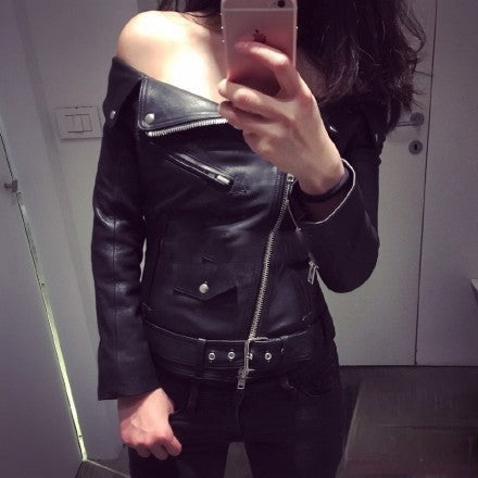 Giacca ecopelle Shoulderoff destrutturata taschine