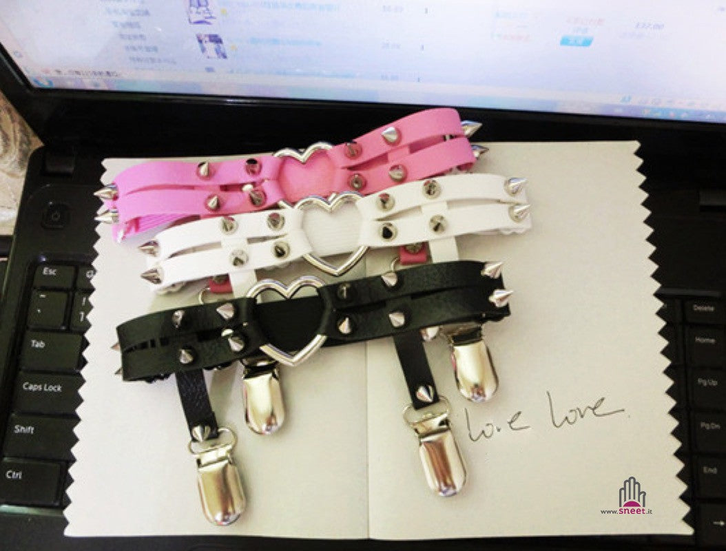 Giarrettiera Double Heart Studs