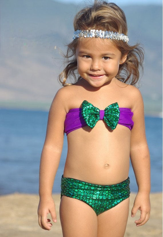 Two-piece mermaid costume for girls front view — Dream Shop