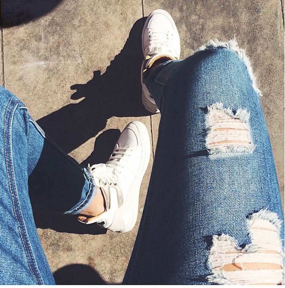 Jeans California Dream gamba dritta con strappi vintage — Dream Shop