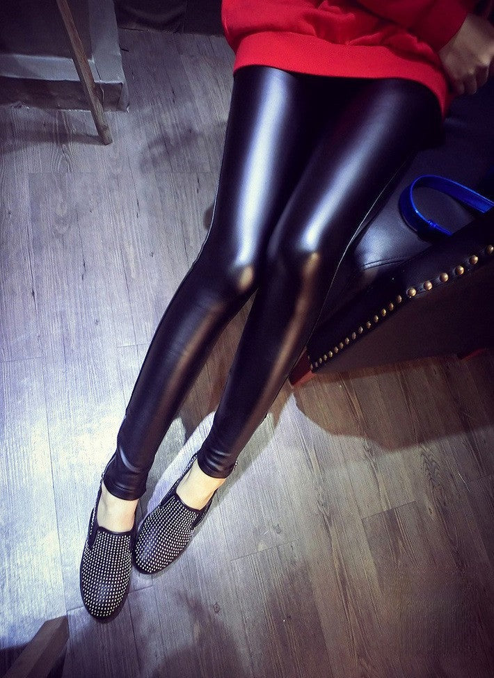 Leggings ecopelle interno felpato caldo