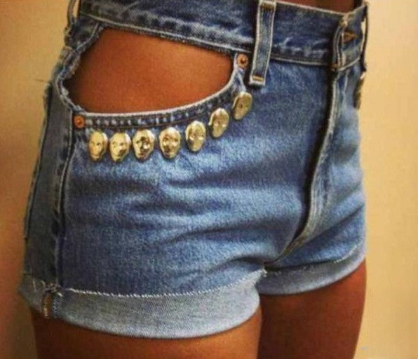 Shorts Levis skull pocket borchie teschio vista frontale — Dream Shop