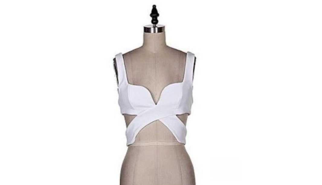 Danielle crop top versione bianca indossata — Dream Shop