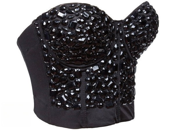 Crop Top Pietre Nero vista laterale | Dream Shop