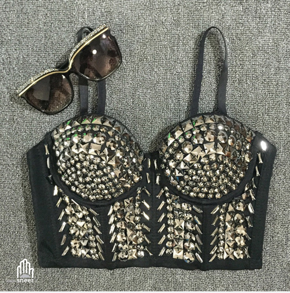 Crop Top Silver Rivet