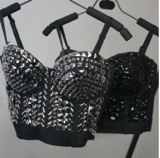 Crop Top Silver Rivet look rock — Dream Shop