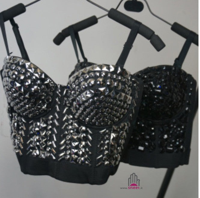 Crop Top Silver Rivet
