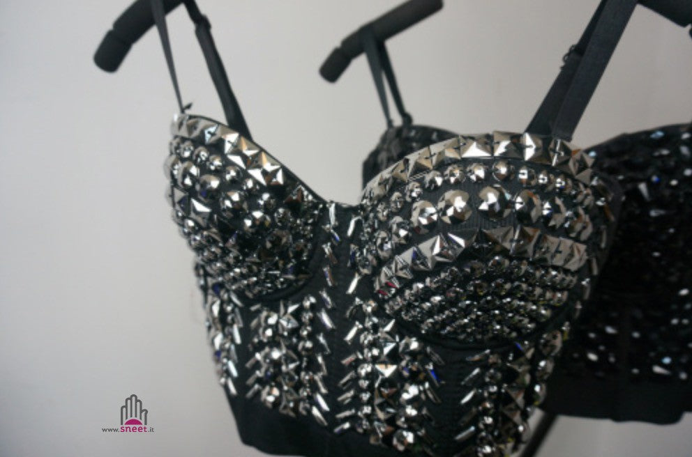 Crop Top Silver Rivet