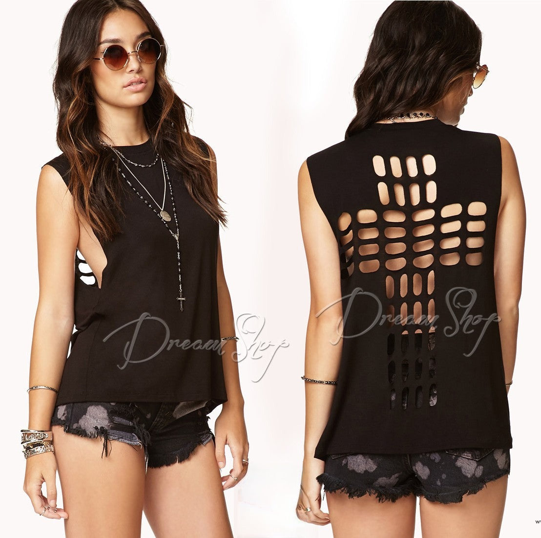 Cross Cut Out Top vista frontale — Dream Shop