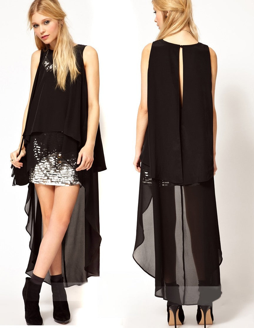 Maximaglia Selene chiffon asimmetrica vista frontale — Dream Shop