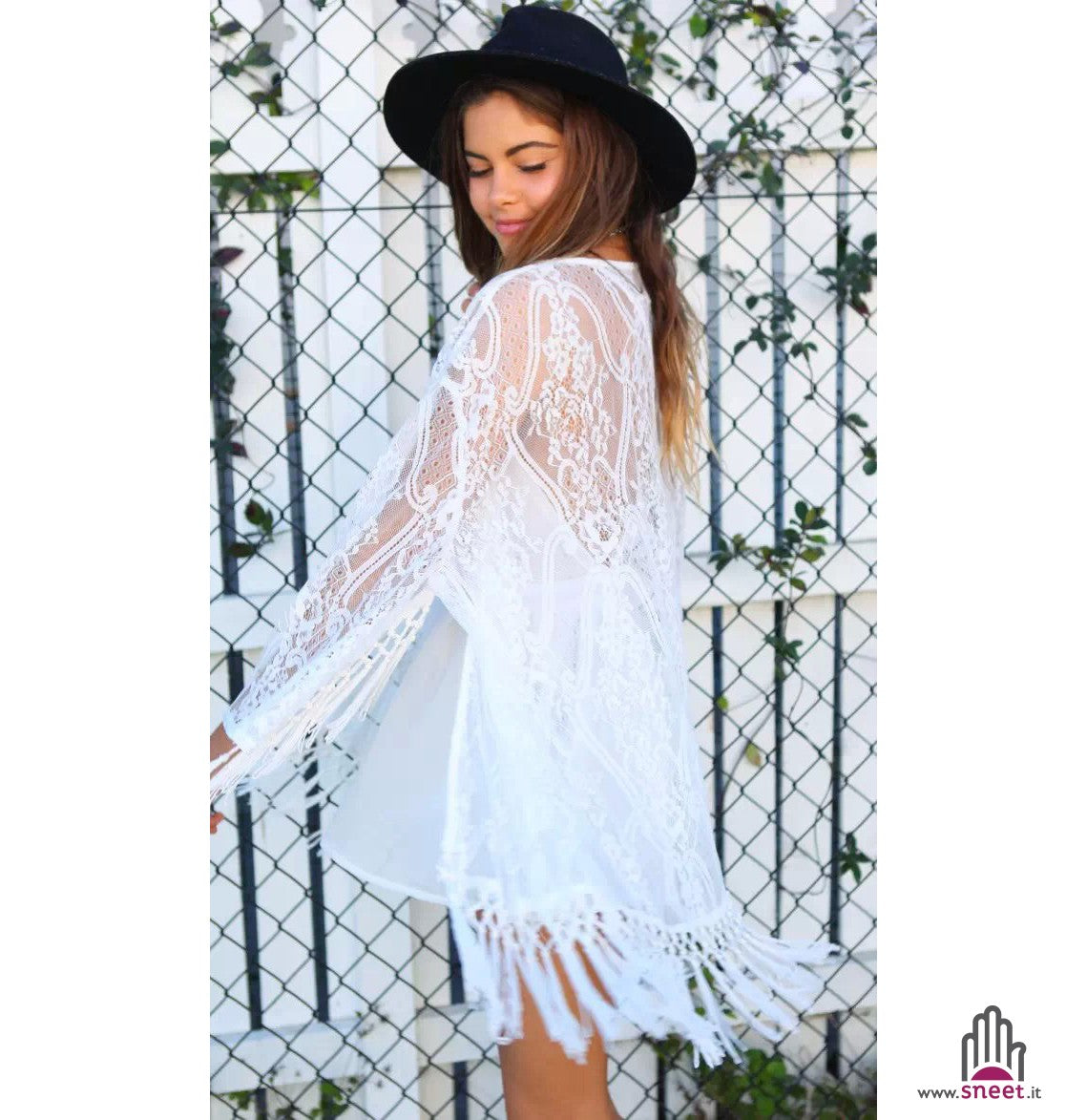 Kimono pizzo frange Junta