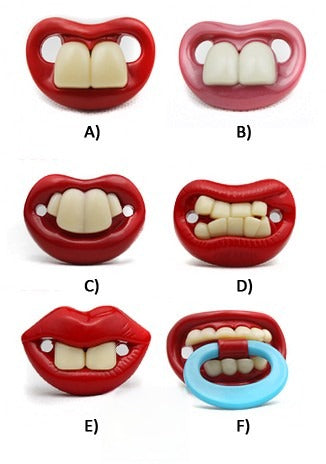 Ciuccio con dentoni F — indossato da un neonato | Dream Shop
