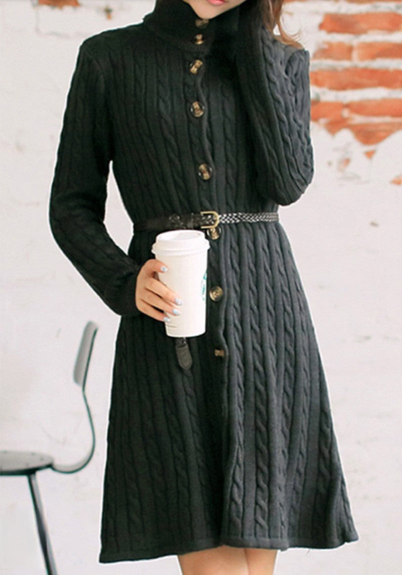 Maxidress in maglia con bottoni Tessa — dettaglio bottoni | Dream Shop