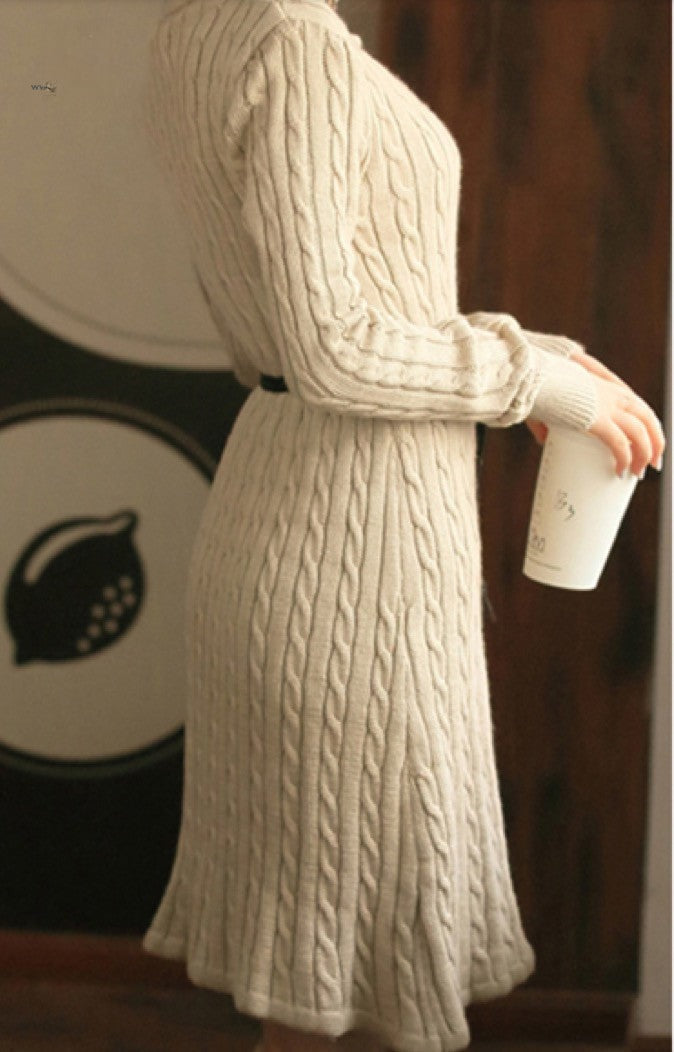 Maxidress in maglia con bottoni Tessa — abbinamento stivali | Dream Shop