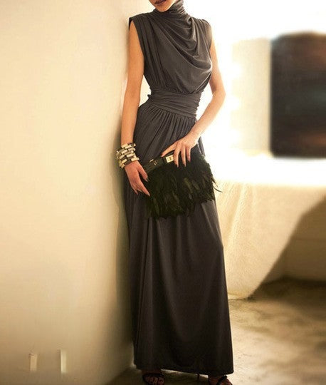 Daniela Dress long lycra elegant draping front view — Dream Shop