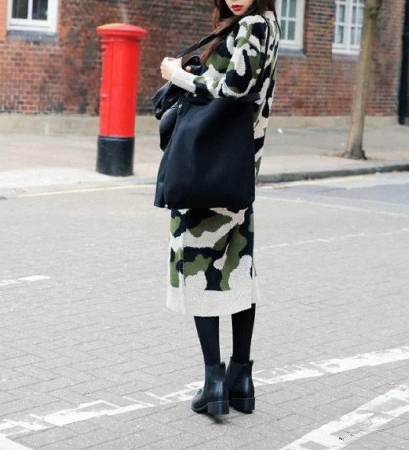 Maxidress in maglia Camo — dettaglio maglia camouflage | Dream Shop