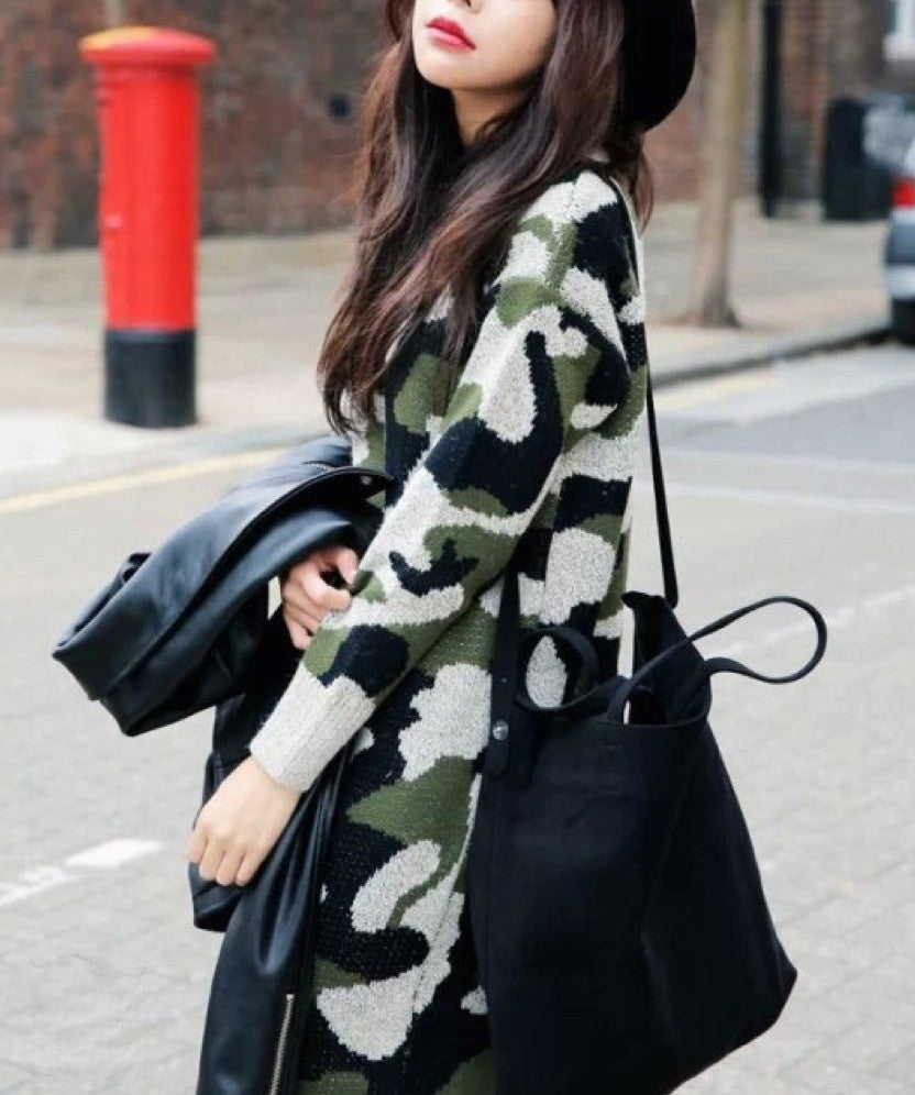 Maxidress in maglia Camo — look completo oversize | Dream Shop