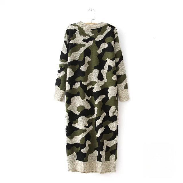 Camo knit maxi dress